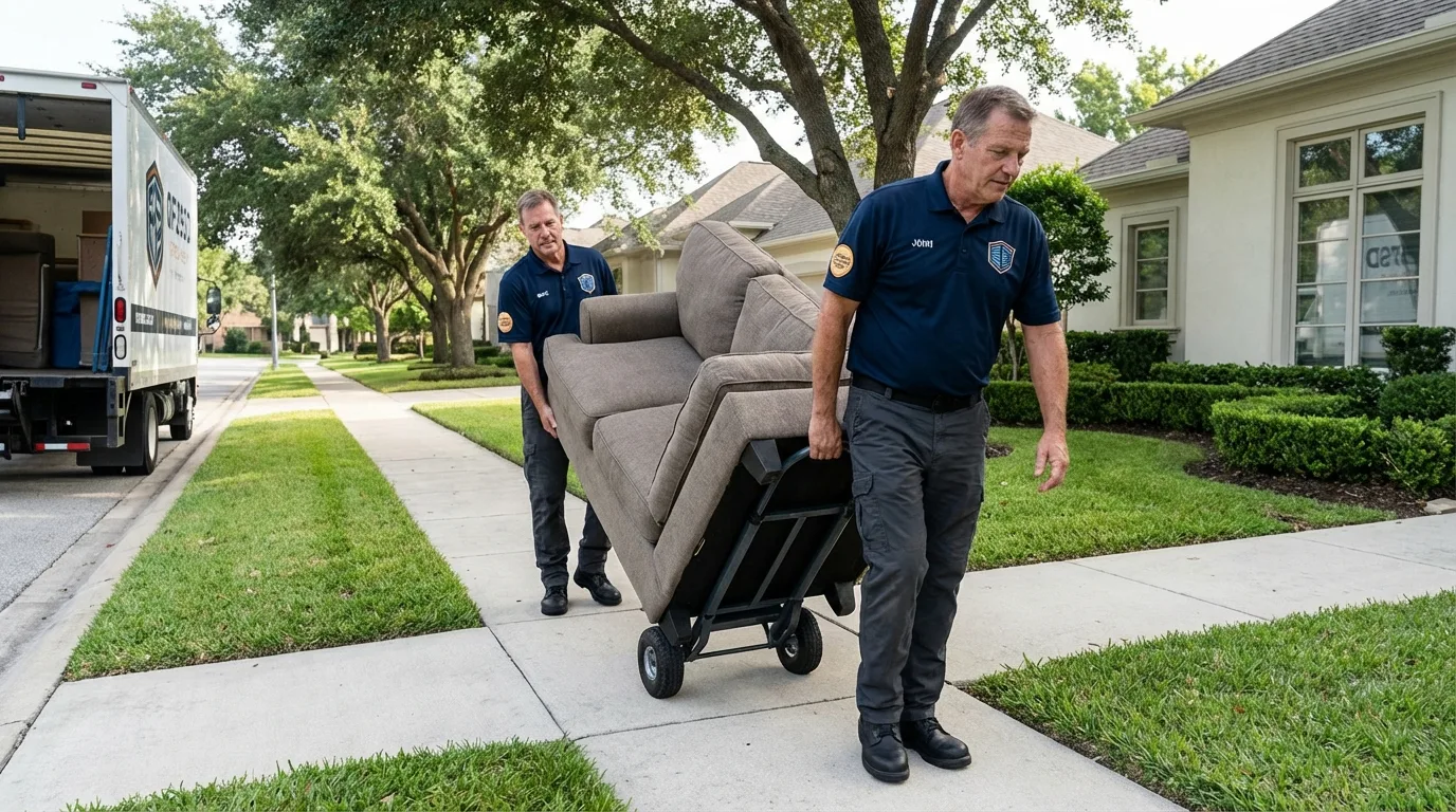 Local residential moving crew loading furniture in Roslyn Heights, NY
